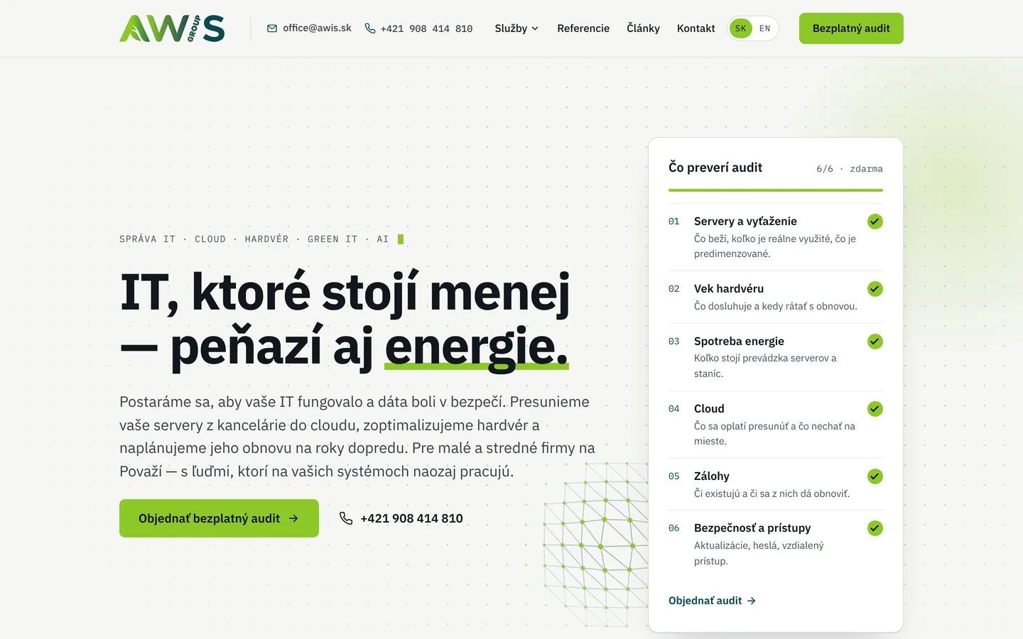 The awis.sk website with the colour logo in the header