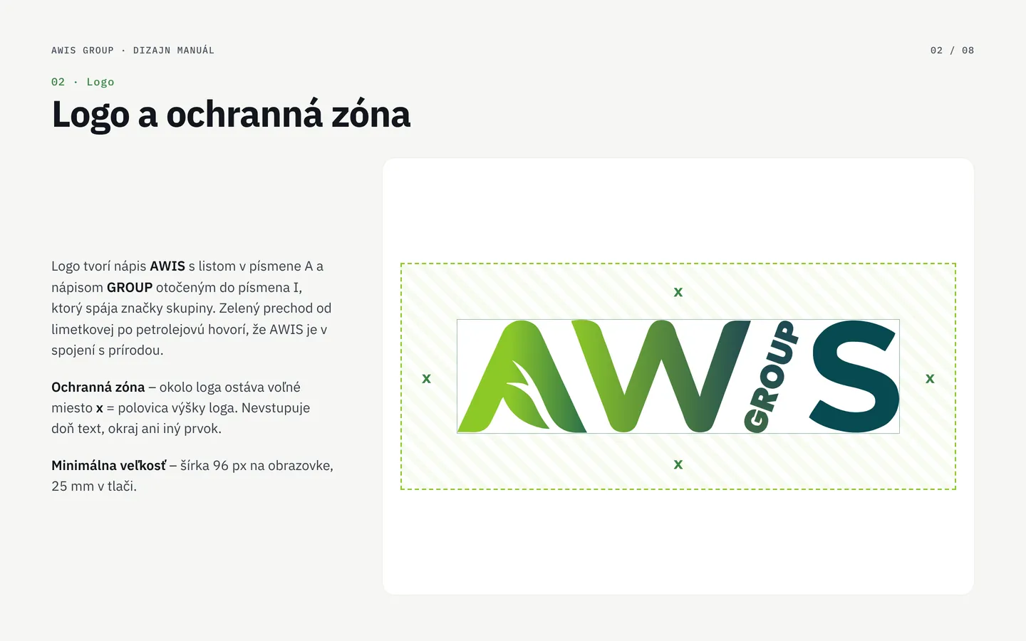 Manual page: the AWIS group logo with its clear space marked