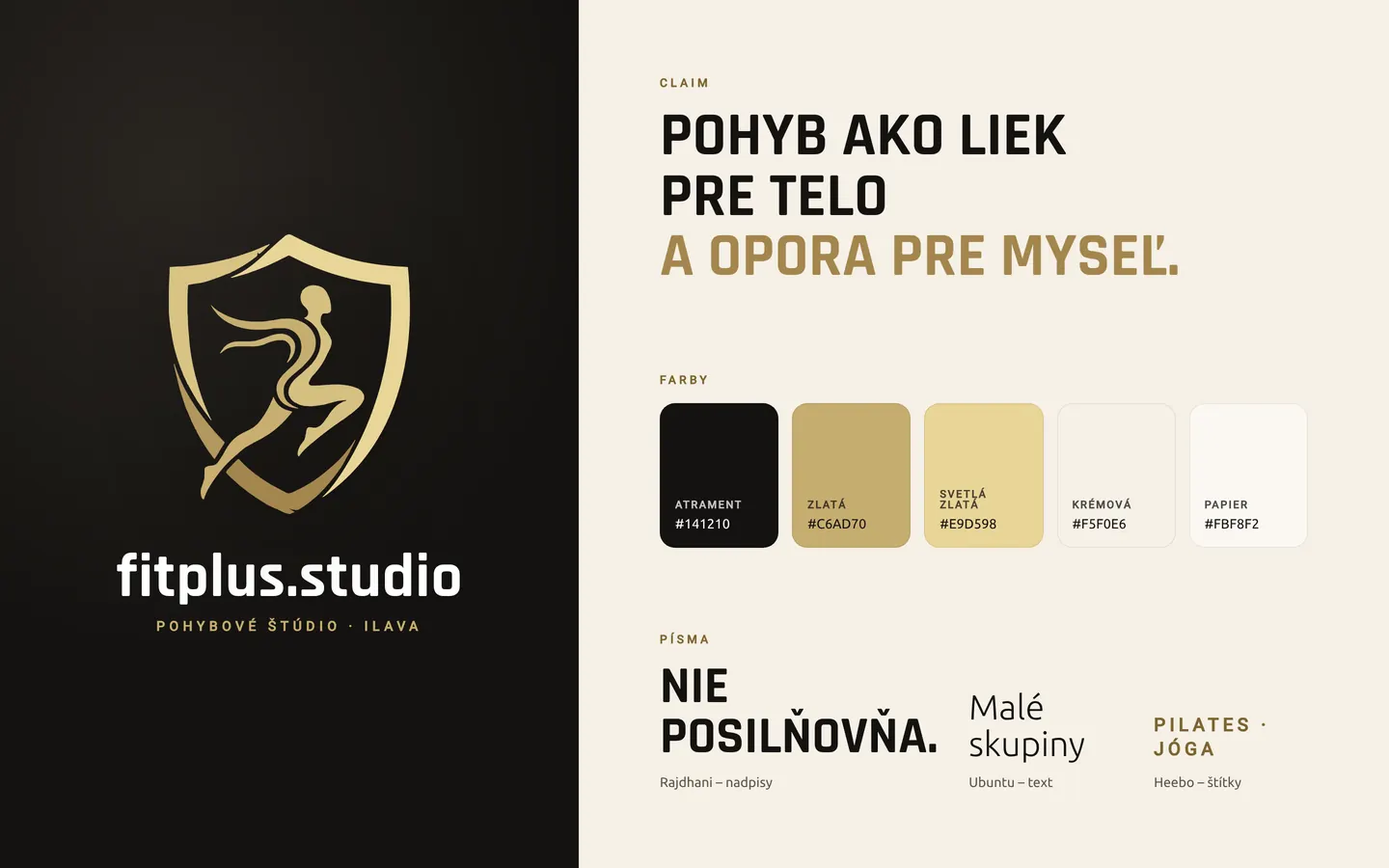 The fitplus.studio logo, claim, brand colours and typefaces